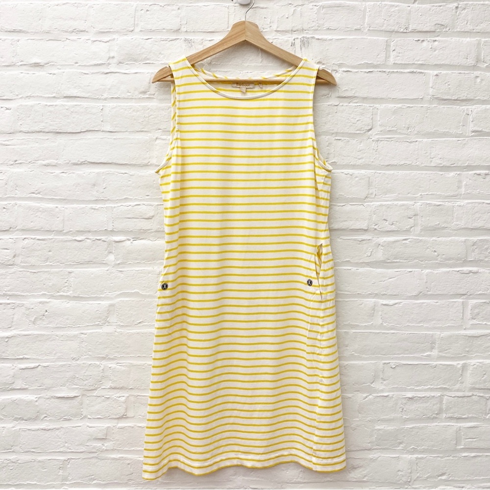 Barbour ||‎ Dalmore Striped Tank Dress Yellow White 12